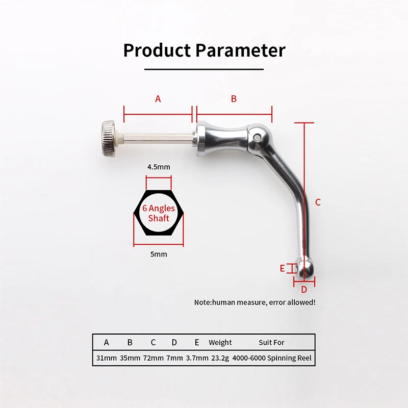 Kawa1pc mango de carrete giratorio de pesca para modelo 4000-6000, mango de eje hexagonal, accesorio de equipo de pesca artesanal