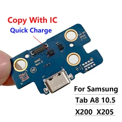 Conector de carregamento micro usb para samsung tab a8 10.5 2021x200x205, porta de carregamento, cabo flex, placa do microfone, novo