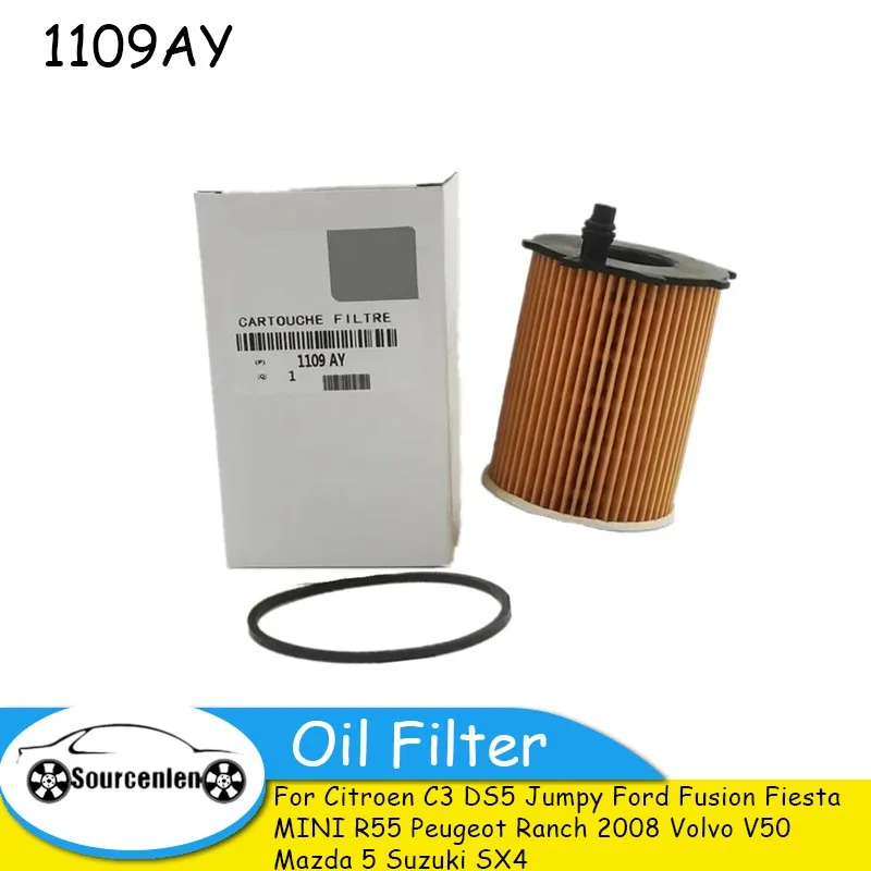 

Масляные Фильтры 1109AY для Citroen C3 DS5 Jumpy Ford Fusion Fiesta MINI R55 Peugeot ранчо 2008 Volvo V50 Mazda 5 Suzuki SX4