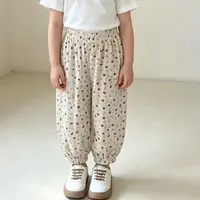 Autumn Korean Style Harem Pants Floral Polka Dot Elastic Waist Corduroy Pants For Boys Girls Casual Children Trousers 2
