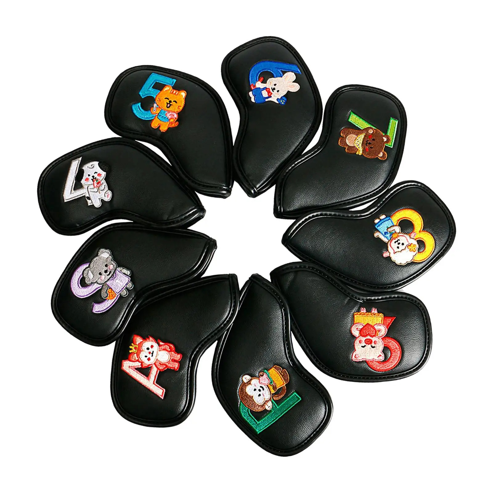 

Набор из 9 чехлов для гольф-клюшек из искусственной кожи, водонепроницаемые чехлы для клюшек, для тренировок и игры в гольф