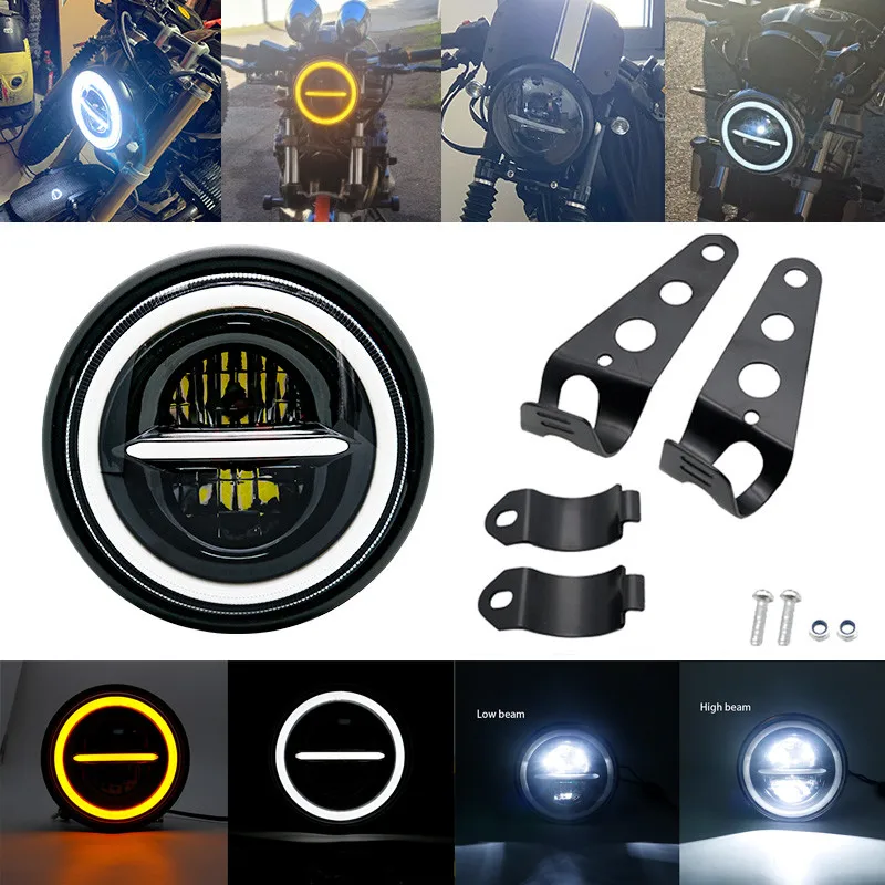 7 Inch 50W DOT SAE E9 Motorcycle Headlamp angle eye with DRL turn signal Led Headlight housing bucket