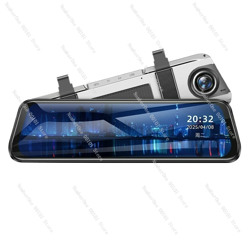

Driving recorder high definition front and rear dual camera streaming media rearview mirror cable free reversing image 2025 new