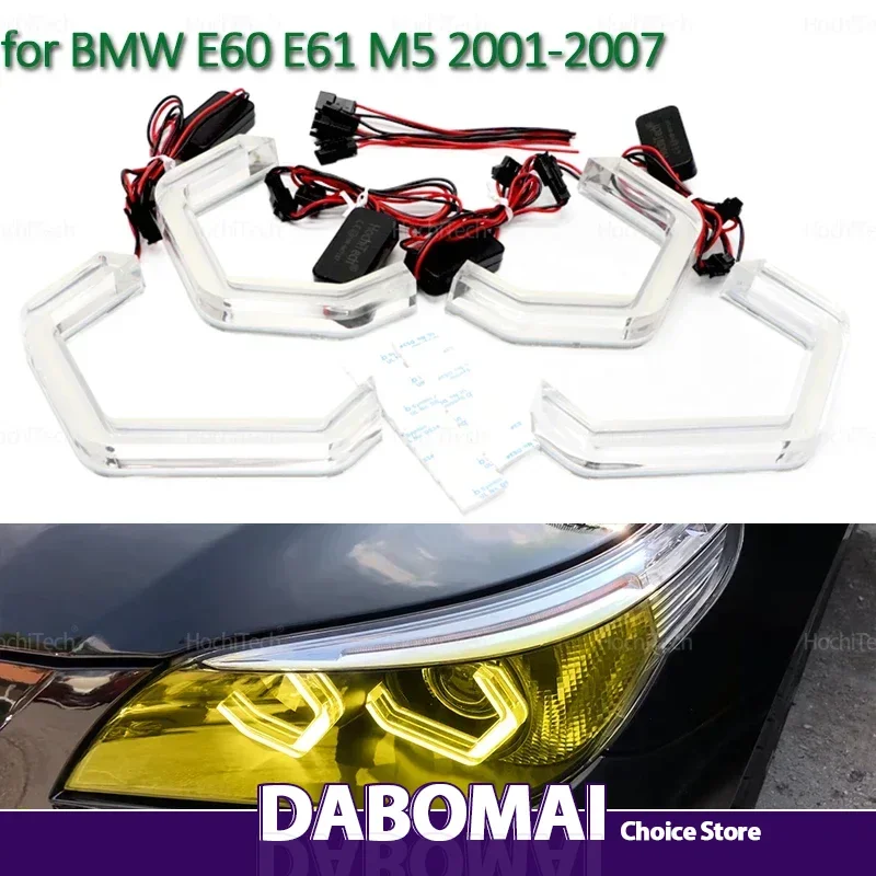 

For BMW 5 Series E60 E61 520i 525i 530i 540i 545i 550i M5 2001-2007 Lemon Yellow Angel Eyes DTM Style M4 Style Daytime Light