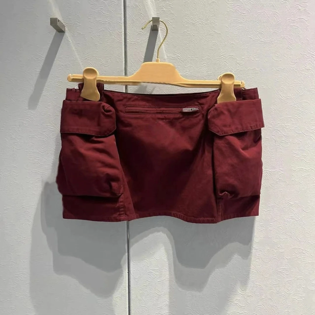 

Модная женская юбка А-силуэта с высокой талией, с карманами, в рабочем стиле, утягивающая, универсальная, короткая, трендовая