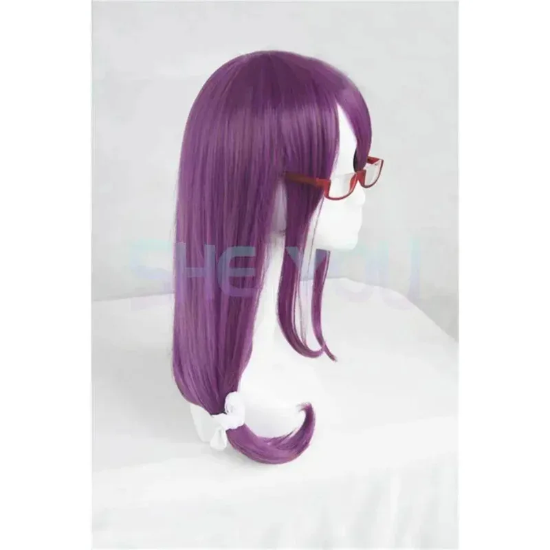 Tokyo Ghoul Guru Rize Kamishiro Long Wavy Purple Heat Resistant Synthetic Hair Cosplay Wig Cap Glasses