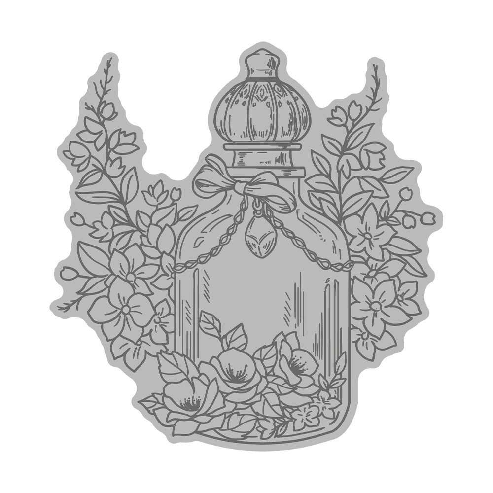 Mangocraft Perfume Bottle Flower Retro Metal Cutting Dies Clear Stamps Stencils HOT Foil Plate DIY Scrapbooking For Cards Albums view 3