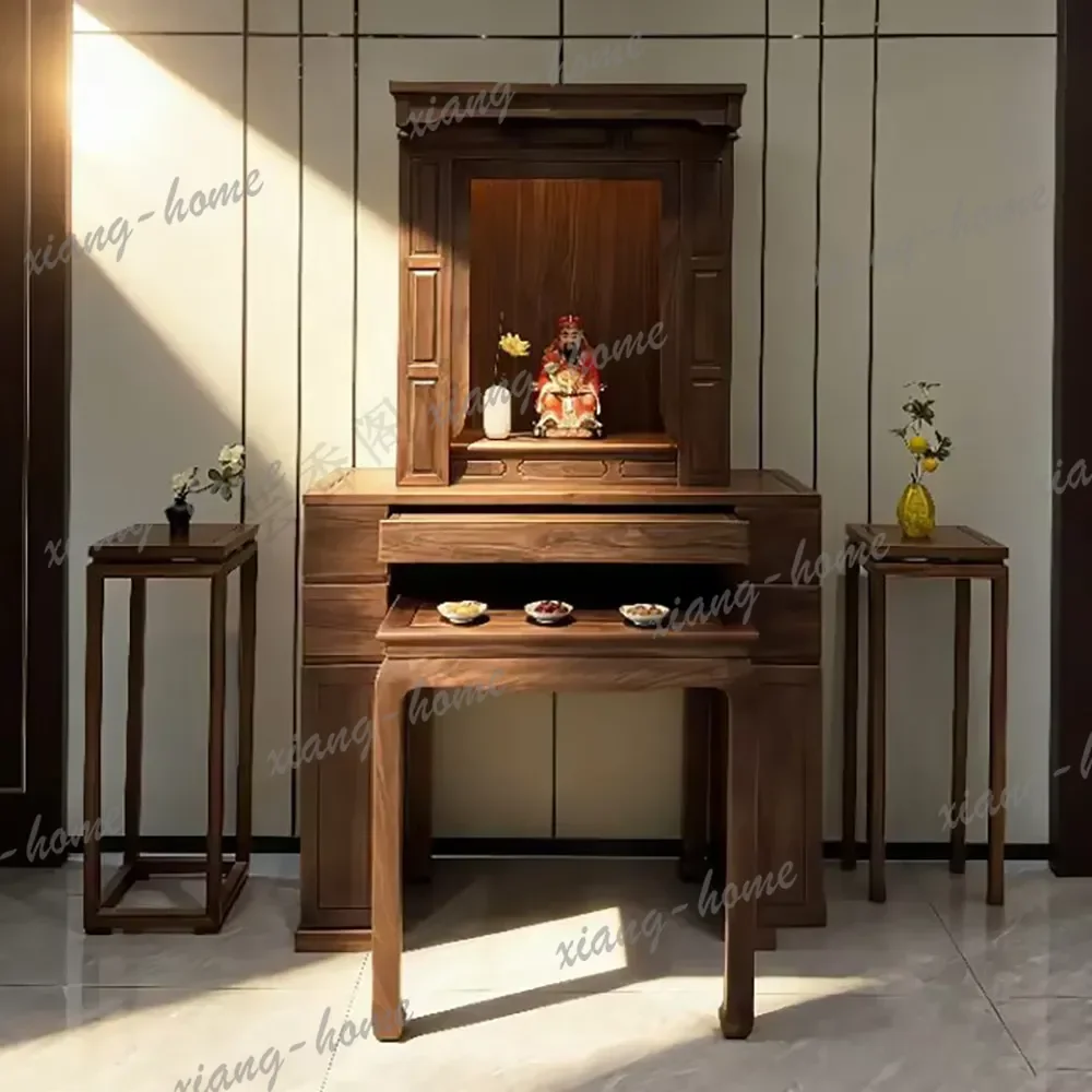 FG   solid wood  cabinet small apartment offering table table mortise and tenon structure niche black walnut buddha table worsh