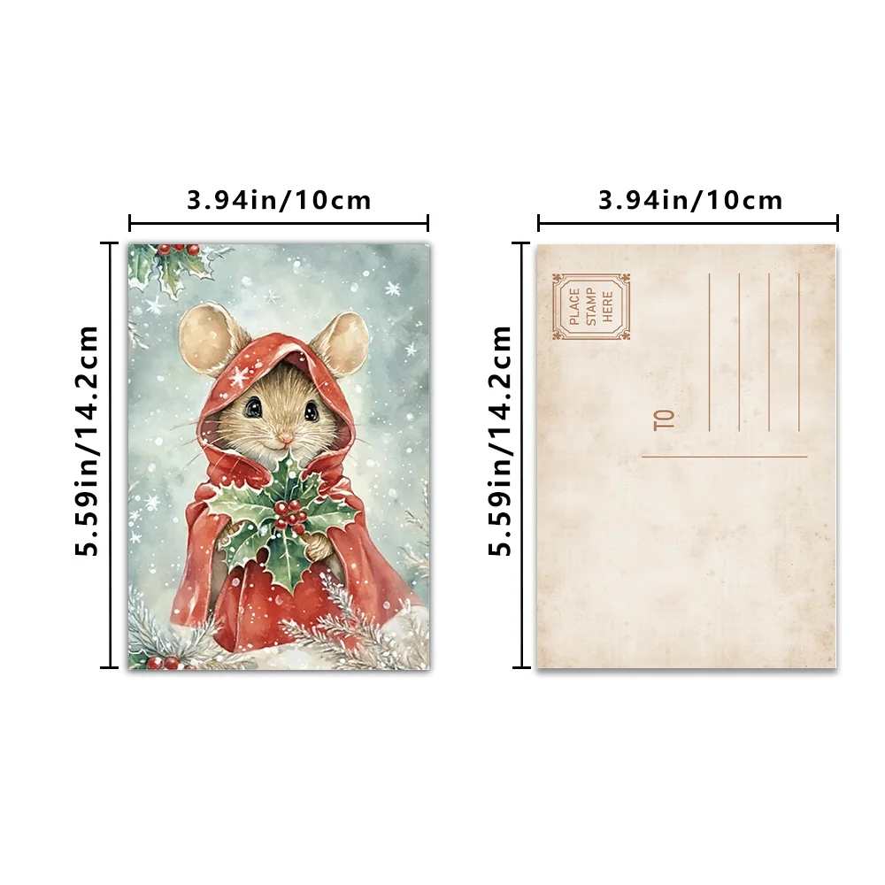 32-teiliges Weihnachtspostkarten-Set, verschneite Szene und gemütliches Kabinendesign, hochwertiger dicker Karton, perfektes Weihnachtsgeschenk für Studenten – Detail 1