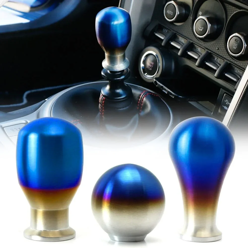 Universal 3-Style Blue Burnt Titanium Shift Knob - Aluminum Racing Gear Shifter Head for Manual Transmission