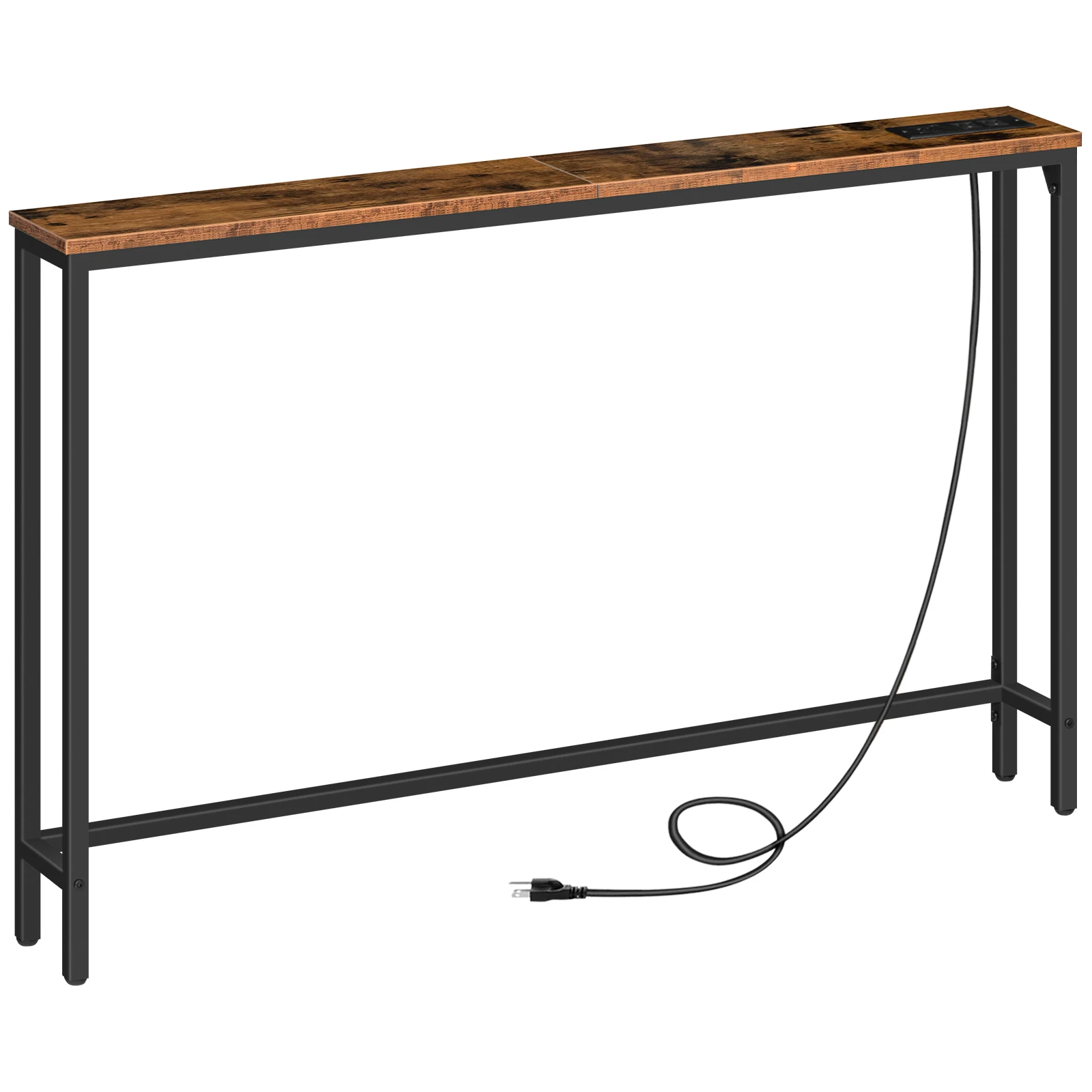 HOOBRO 47.2” Skinny Console Table With Power Outlets And USB Ports Entryway Table With Charging Station Narrow Sofa Table Foyer