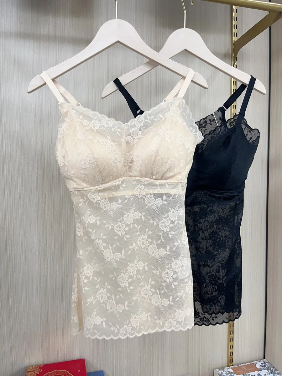 

Lace V-ne Base Tank Top Women's No Bra apewear Slimming Abdomen Slimming Slimming Gathered Underwear Strap