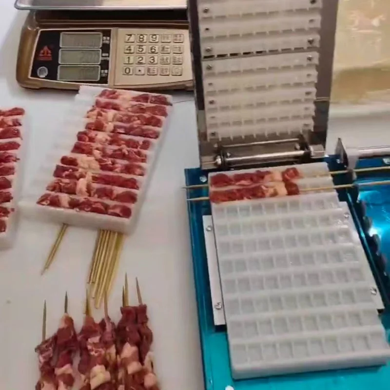 TOP Stainless Steel Meat Skewer Maker Manual BBQ Kebab Stringing Tool Lamb Mutton Satay Needle Equipment for Home Party