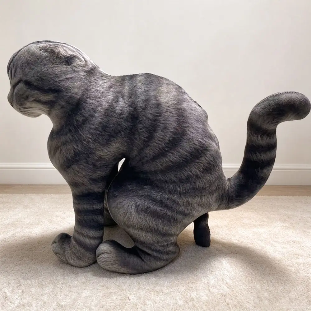 Novelty Simulation Cat Plush Toy Weird Gag Prank Stuffed Cat Doll Realistic Stuffed Animal Animal Pillow Toy Home Decor