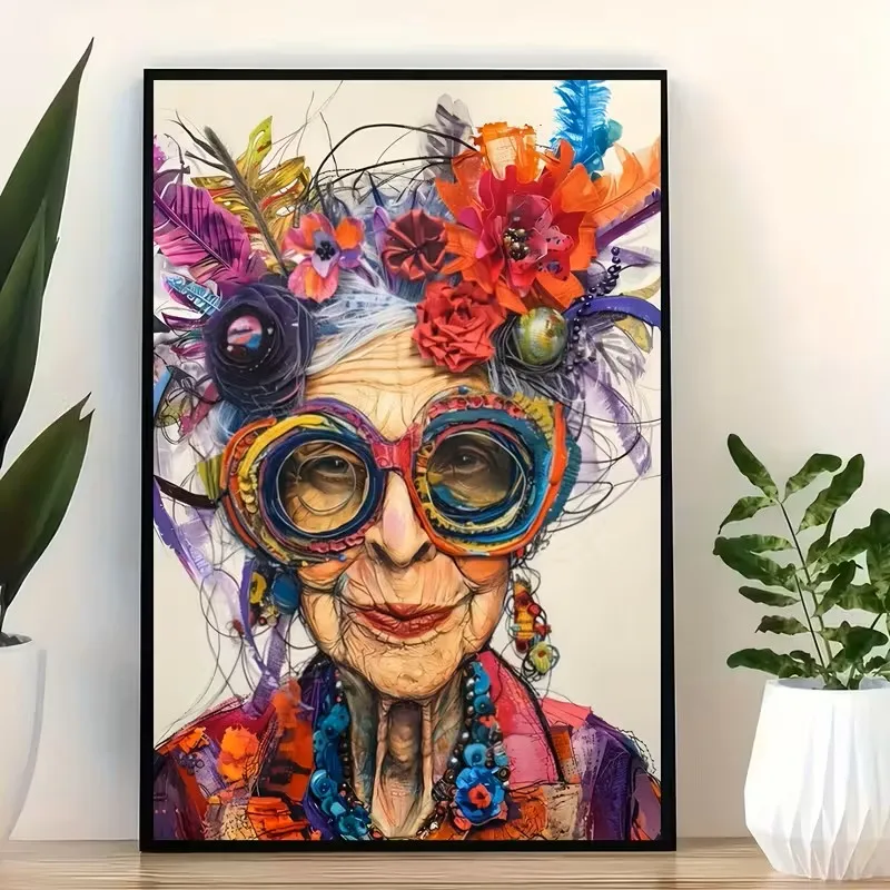 

Retro-style Old Lady Canvas Poster Living Room Bedroom Office Kitchen Corridor Bathroom Hotel Bar Coffee Shop Home Decoration