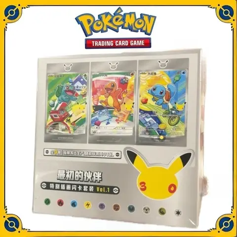 Original Genuine Pokemon PTCG Cards Chinese 30th Anniversary Celebration First Partner Special Illustration Flashcard Set Vol.1