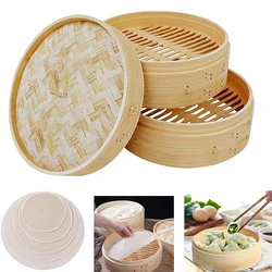 Bamboo Steamer Fish Rice Vegetable Snack Basket Set Kitchen Cooking Tools Cage And Cage Cover Cooking Cookware Cooking