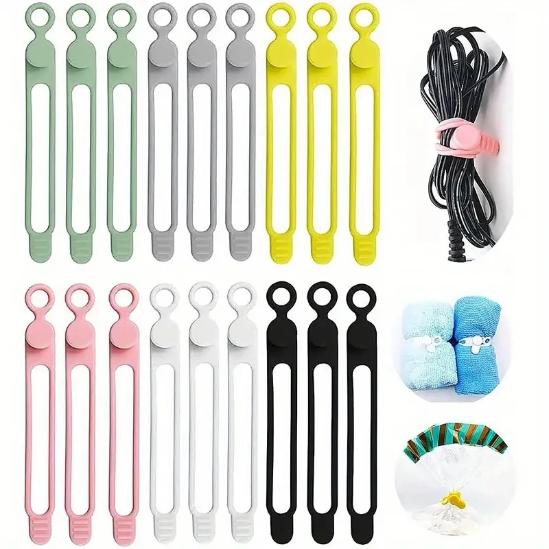 15-Pack Silicone Cable Ties, Reusable Elastic Cord Organizers, Multifunctional Cable Management Straps For Bundling And Securing