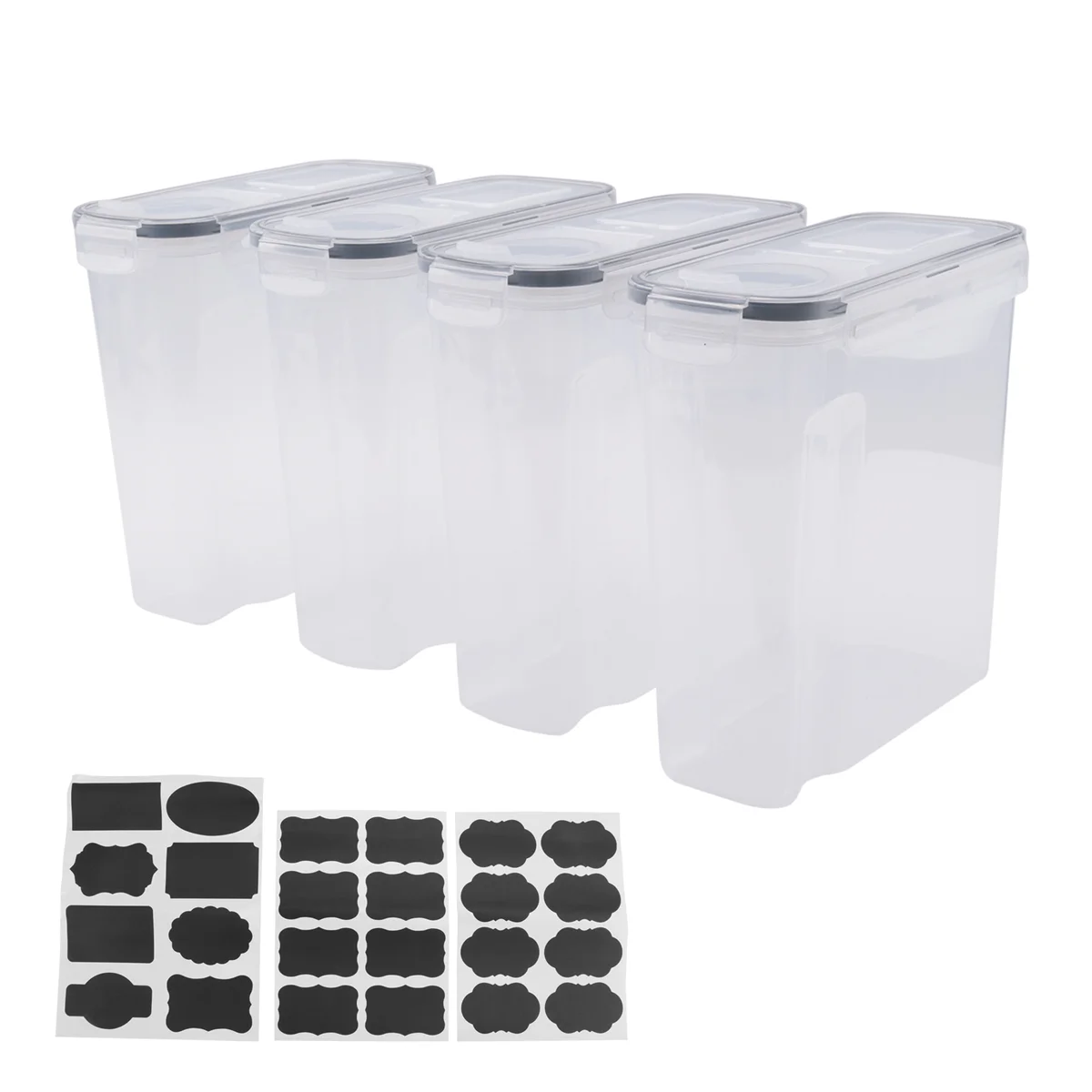 مجموعة حاويات تخزين الحبوب المكونة من 4 قطع، حاويات تخزين الطعام محكمة الغلق PP سعة 2.5 لتر للحبوب والوجبات الخفيفة والسكر