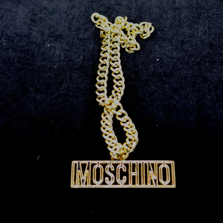 2023 New Mosch Custom Name Hiphop Necklace For Men Hallow Letter Chunky Cuban Necklace Exaggerated Brand Women Punk Jewelry