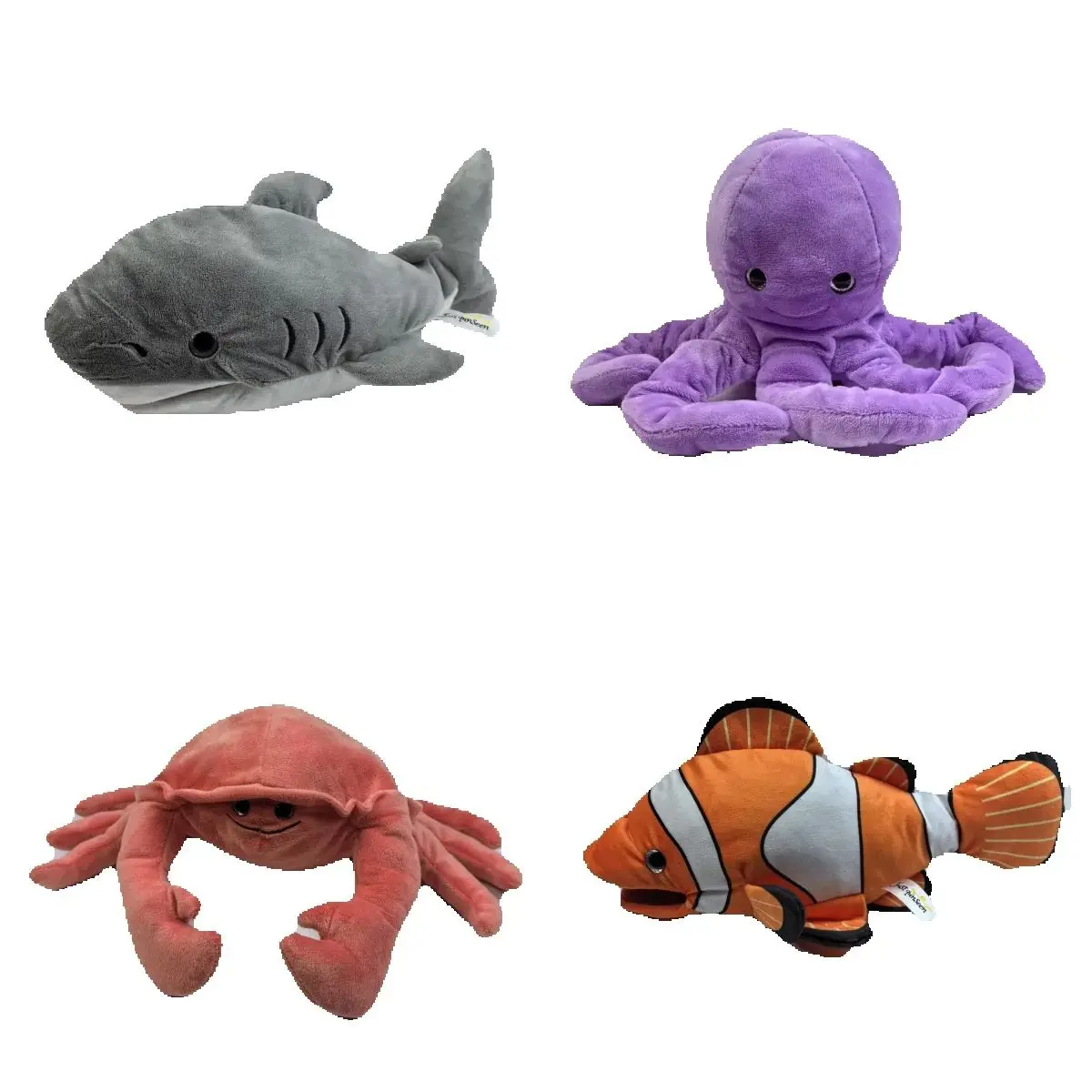 23-34cm Kawaii Octopus Shark Clownfish Crab Tortoise Hand Puppet Plush Dolls Stuffed Marine Animals Killer Whale Children Gift