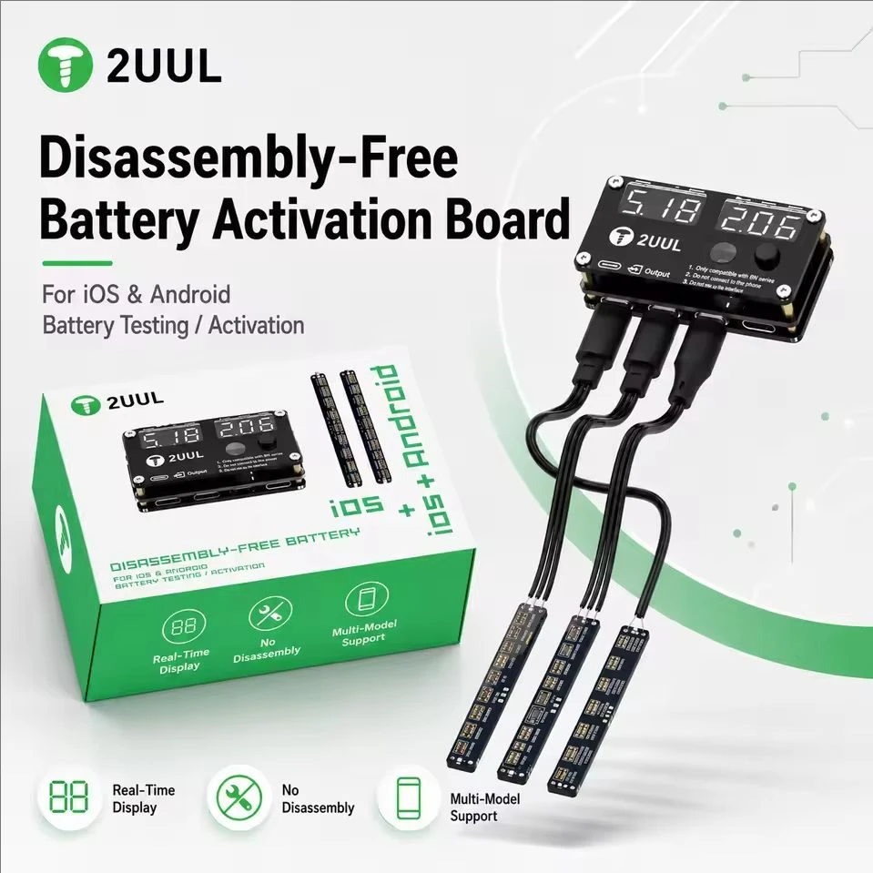 2UUL BT05 IP 8~17ProMax HW XM Disassembly-Free Battery Activation Board Phone Repair Power Supply Boot Testing Detector Tool