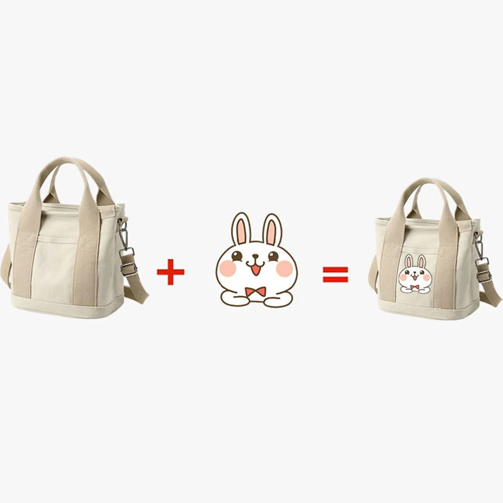 Women's Canvas Tote Bag Custom Pattern Practical Female Commuter Handbag with Detachable Strap for Handheld and Crossbody Carry
