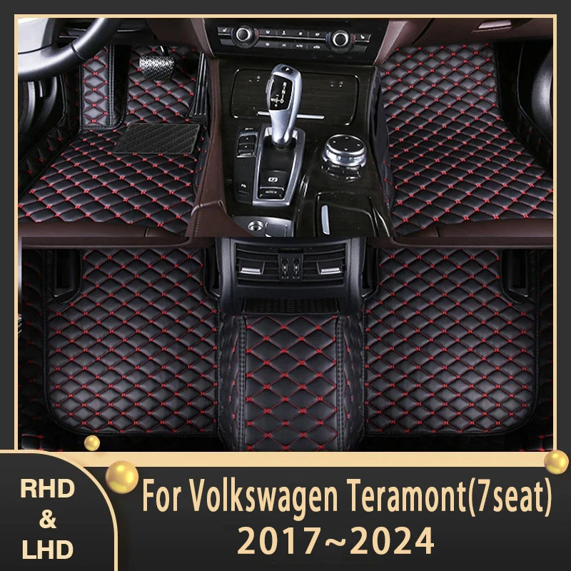 

Car Floor Mats For Volkswagen Teramont VW Atlas CA1 2017-2024 7seat Custom Auto Foot Pads Leather Carpet Interior Accessories