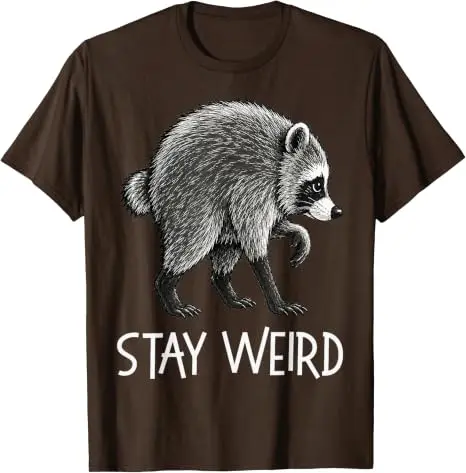 Stay Weird Funny Timothy Raccoon T-Shirt Y2k Herren Damen Baumwolle Gemütliche Oversize-T-Shirts Mode Vintage Kurzarm-Spruch-T-Shirt – Detail 7