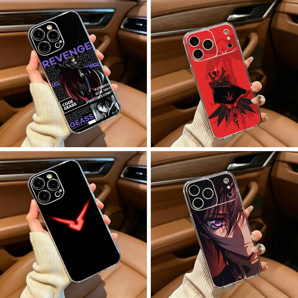 Highly Popular Anime Characters-Lelouch vi Britannia Phone Case For iPhone17,16,15,14,13,12,Pro  Soft Silicone Transparent Cover