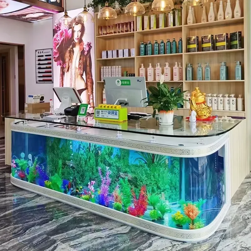 Customized Office Bar Hotel Company Front Desk Fish Tank Table Aquarium Decoration for Business Use