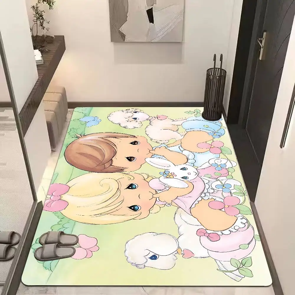 Precious Moments Cute Anime Bathroom Mat Non-Slip Laundry Room Mat Laundry Decor Balcony Child Living Room Toilet Rug