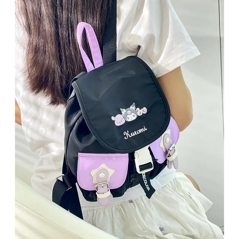 Sanrio Kuromi Backpack Kawaii Middle School Student Anime Peripherals Women'S Daily Commuting Backpack Girls Kids Special Gift