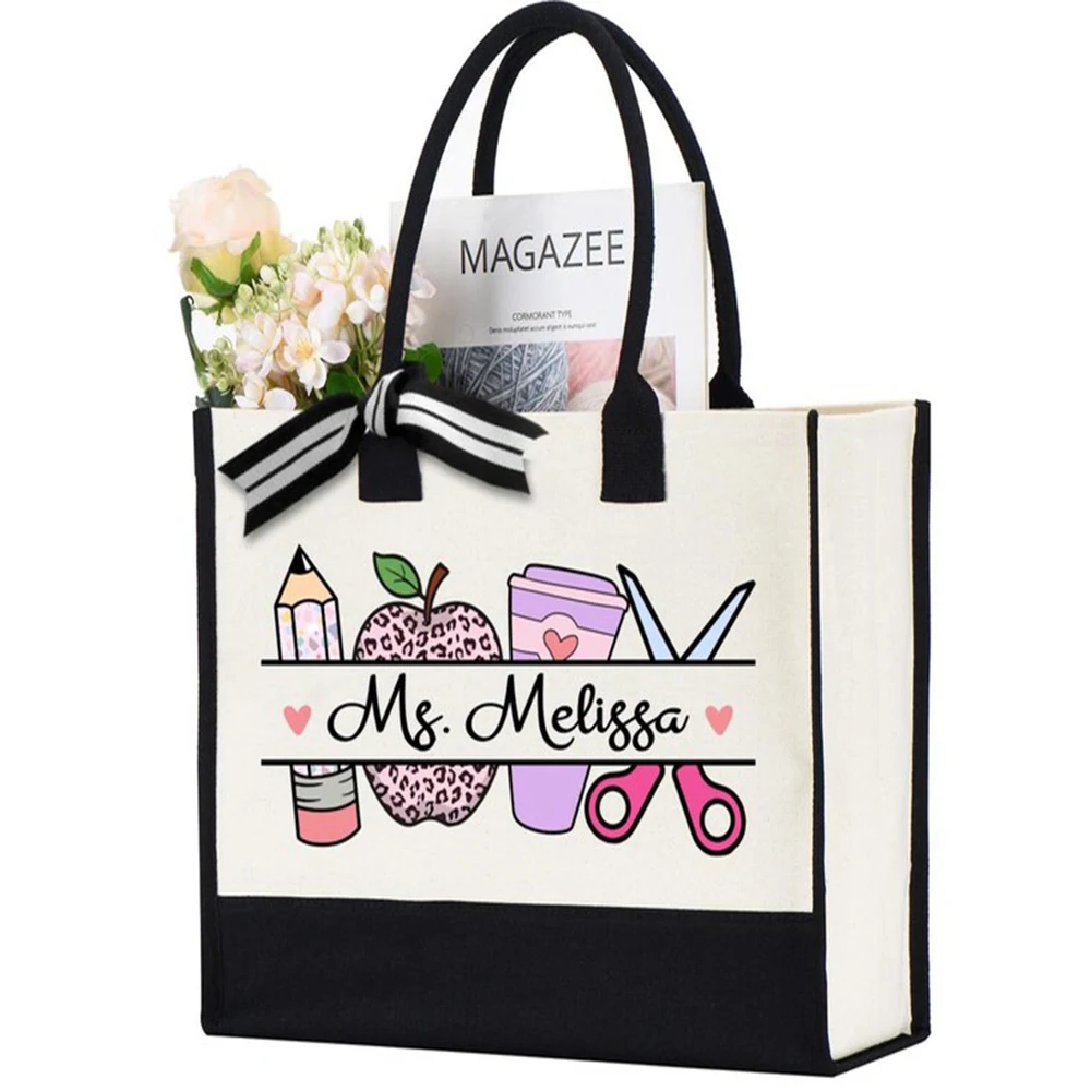 

Custom Name Teacher Tote Bag Personalized Work Teacher Bag Canvas Teacher Tote Bag Teacher Cozy Appreciation Gift Heavy Duty