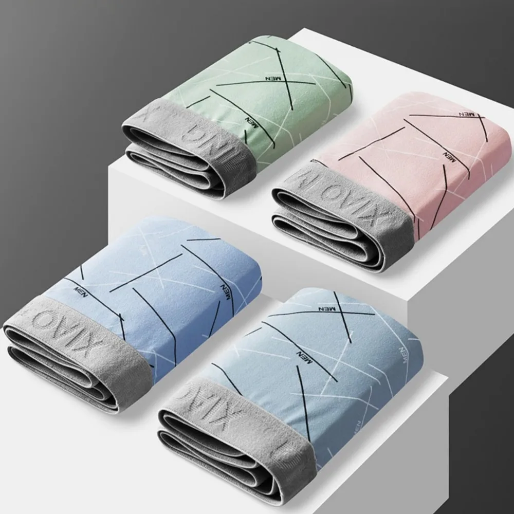 

5 шт. модные мужские трусы-боксеры больших размеров со средней талией, эластичные трусики с принтом, бесшовное нижнее белье для мужчин, подарки