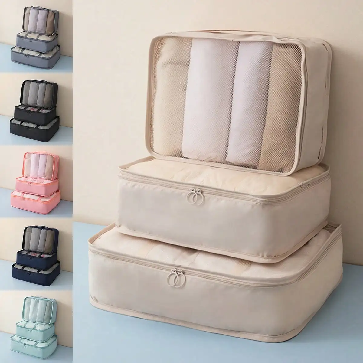 3-Pack Travel Bag With Large Capacity Clothing Storage Bag, Luggage Organizer Bag, Travel Storage Bag, Light Luxury Style Simple