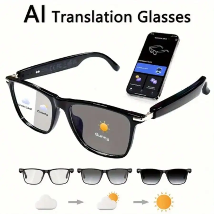 

AI Smart Glasses, New Multifunctional Audio Glasses For Men And Women, Support Real-Time Translation For 160+ Languages And Video Translation, Equipped With Chat GPT System, Built-In Microphone And Speaker, HD Voice Calls And Hi-Fi Music
