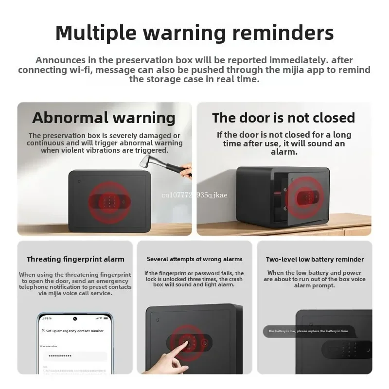 Xiaomi mijia cofre inteligente 30cm senha de impressão digital 6 métodos de desbloqueio escritório casa segurança cofre