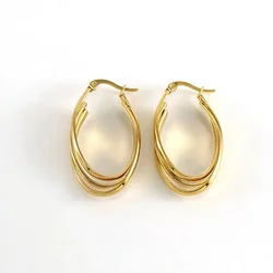 Fine 18K Gold Filled Charms Hoop Earrings for Woman Beautiful Lady Street Versatile Jewelry fashion Wedding Party Gifts