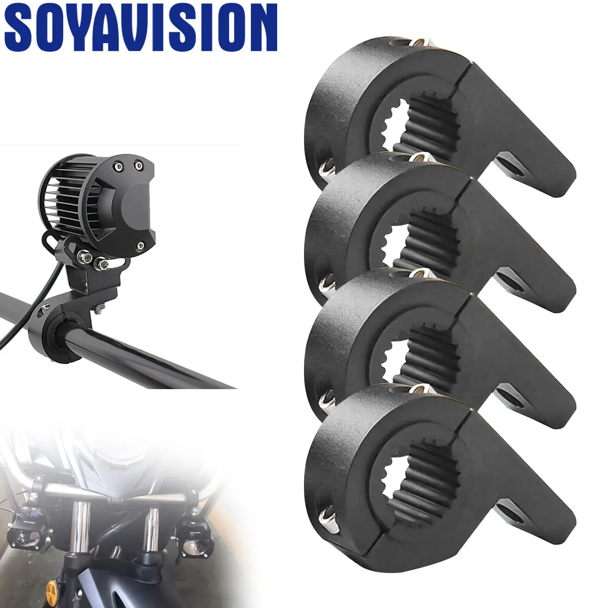 Motorcycle Spotlight Head Light Lamp Clamps Brackets Car Off-Road Light Bar Mounting Bracket LED Light Horizontal Bar Tube Clamp