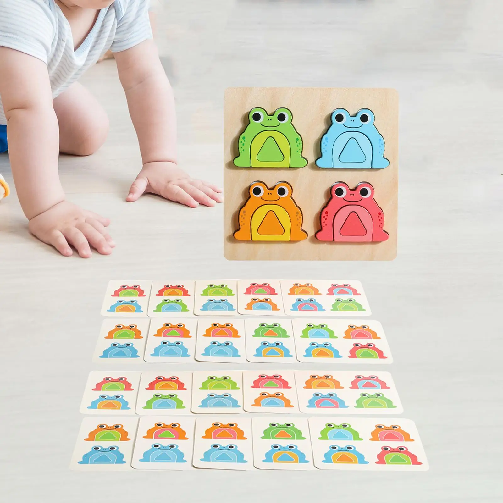 Cartoon Frog Puzzles Montessori Toys Animal Frog Puzzle Boards Wooden for Girls Boys Birthday Gift Ages 2 3 4 Year Old