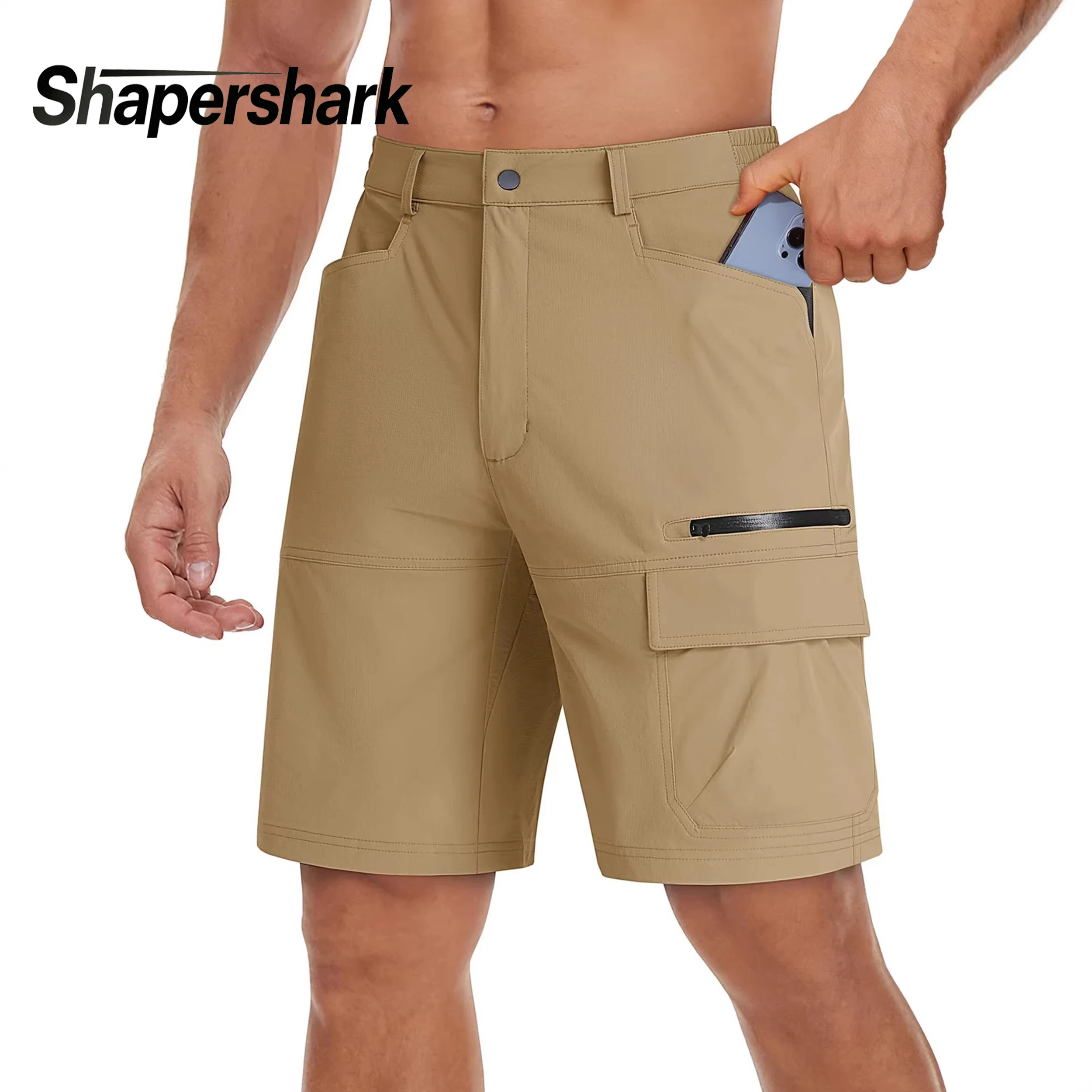 Men's Quick-Dry, Multi-Functional, Zippered-Pocket, Lightweight, Waterproof Outdoor Travel, Hiking, Casual, and Work Shorts