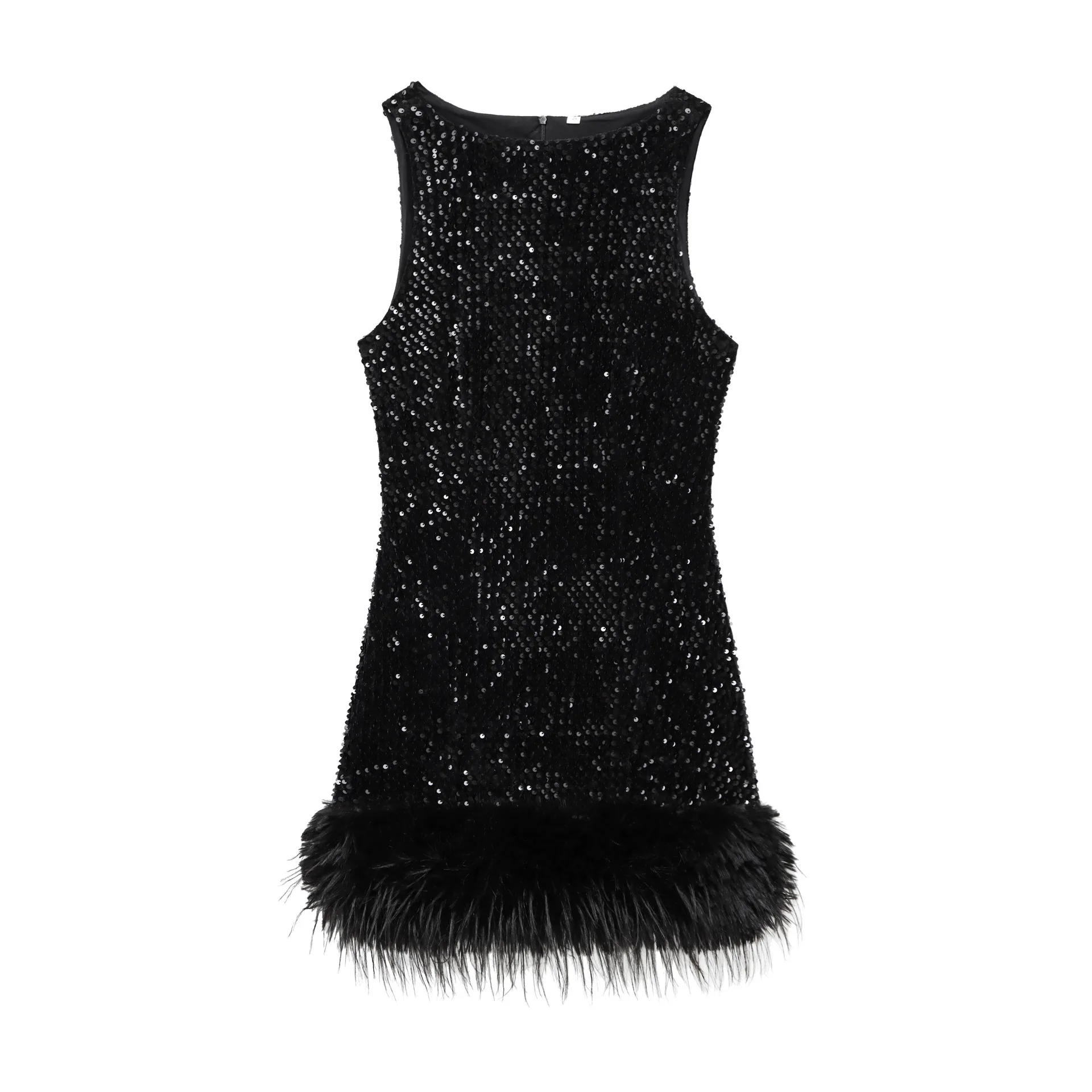 

Women's clothing 2025 spring new European and American style fashionable simple pearl piece feather dress