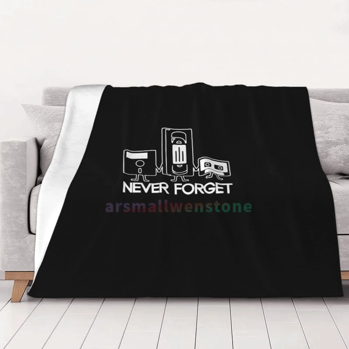 Never Forget Sarcastic Graphic Music Funny Printed Flannel Fleece Blanket Lightweight Cozy Anti-Pilling Fuzzy Throw Blankets