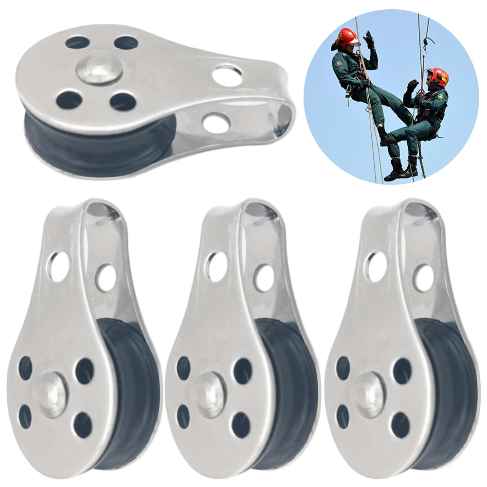 2Pcs 316 Stainless Steel Single Pulley Blocks Removable Pulley Nylon Pulley For Washing Line Sailing Boat Accessories