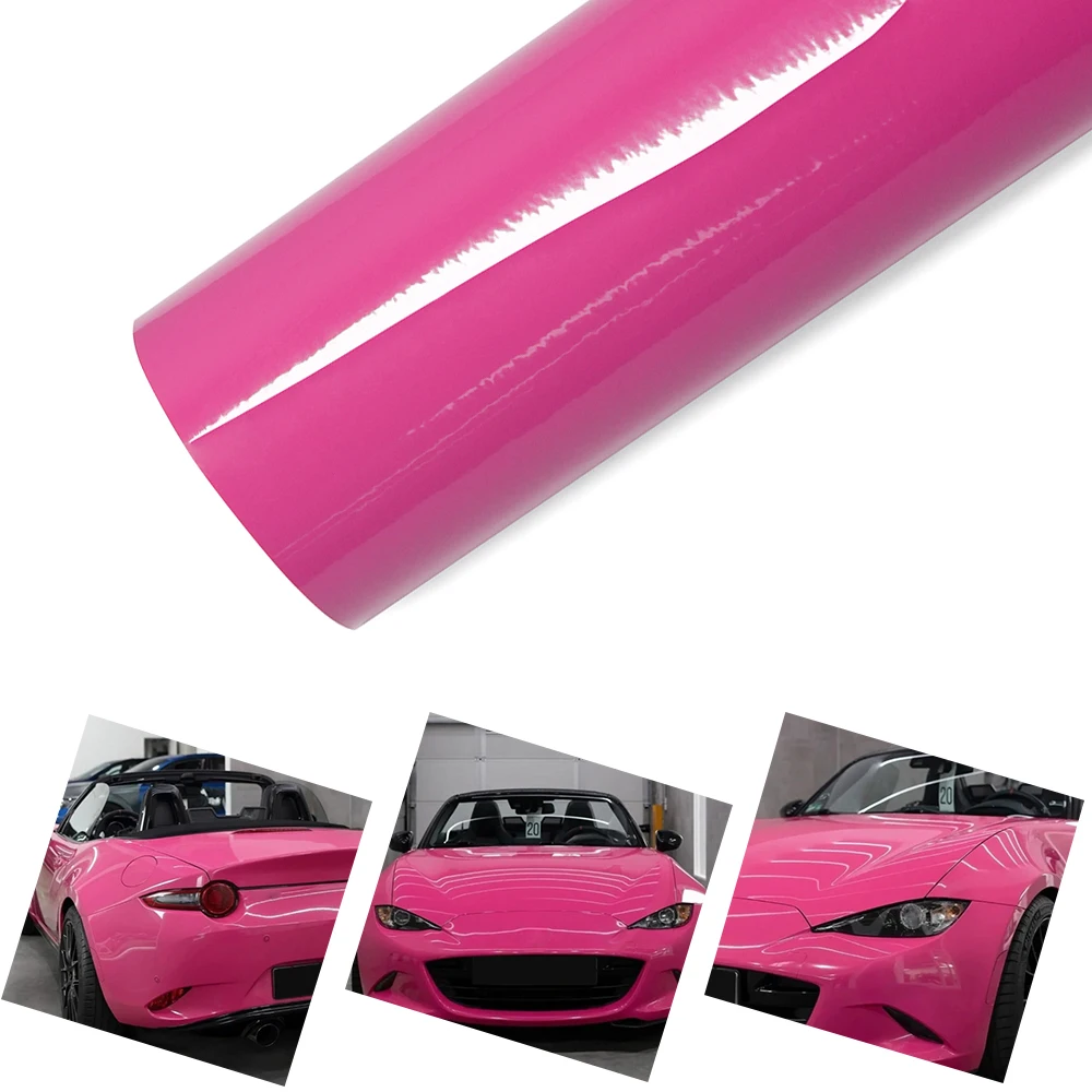 

Car Vinyl Film Glossy Bright Rose Red Auto Wrap Decal Self Adhesive Sticker Air Bubble Free Vehicle Body Decoration Accessories