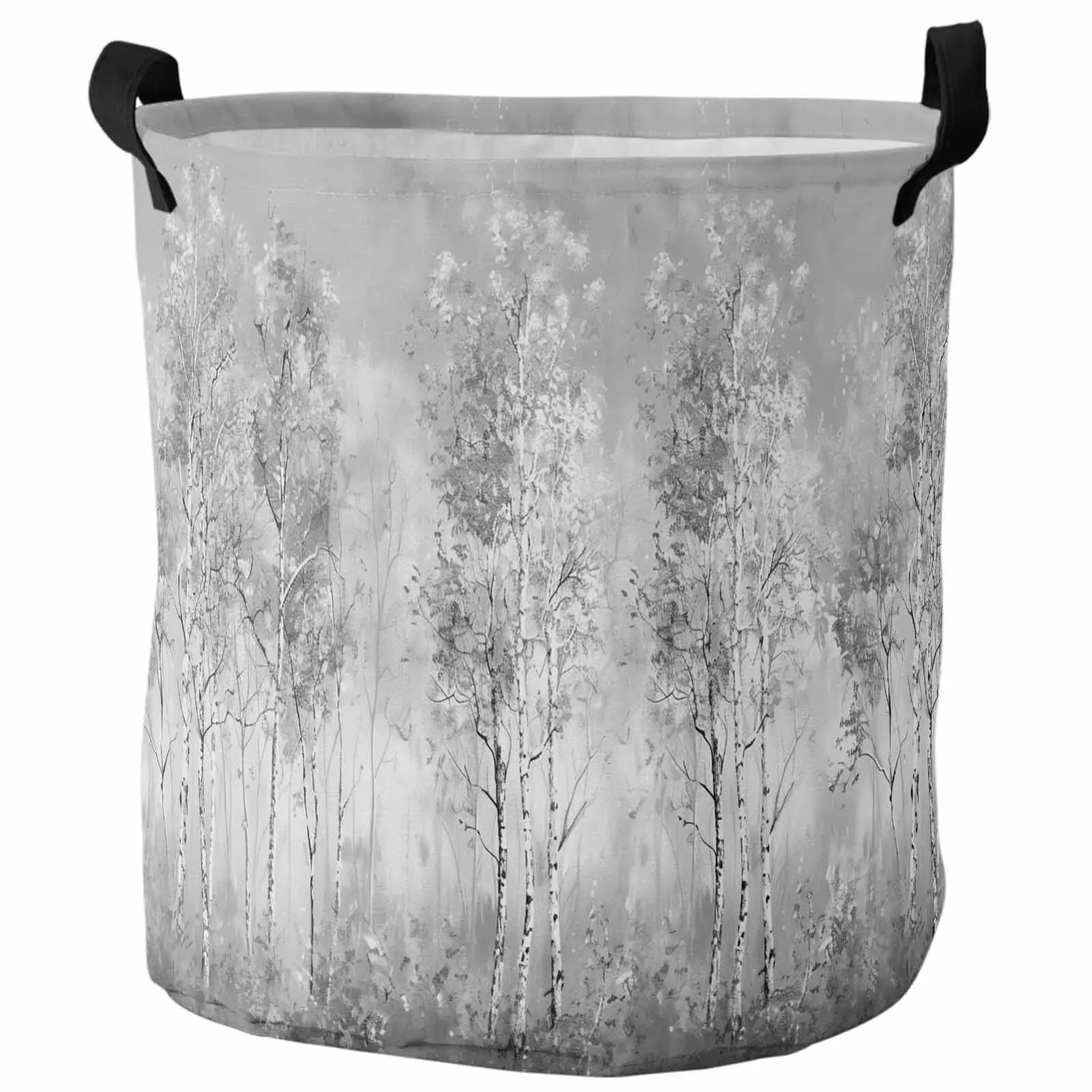 Illustration, Forest, Plants Laundry Basket Portable Foldable Household Laundry Storage Bag Oxford Cloth Dirty Clothes Basket