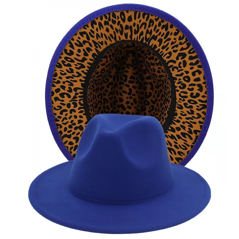 

Flat Brim Fedora Hat with Leopard Print Lining – Bold Round Top Felt Hat for Men and Women, Stylish Streetwear Statement Piece