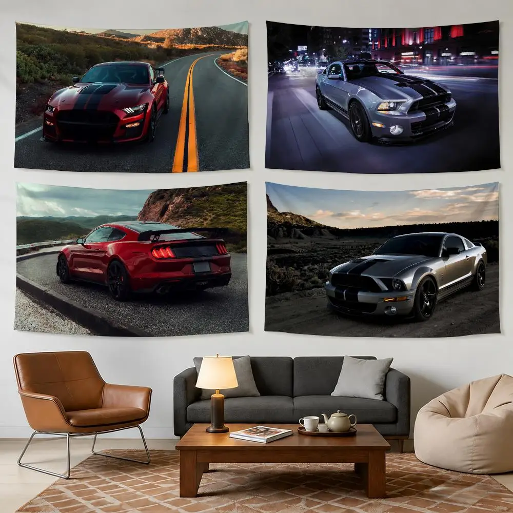 M-Mus-tang Shelby Muscle Car Tapestry Bedroom Living Room Bar Party House Home Dorm Interior Wall Decor Background Banner