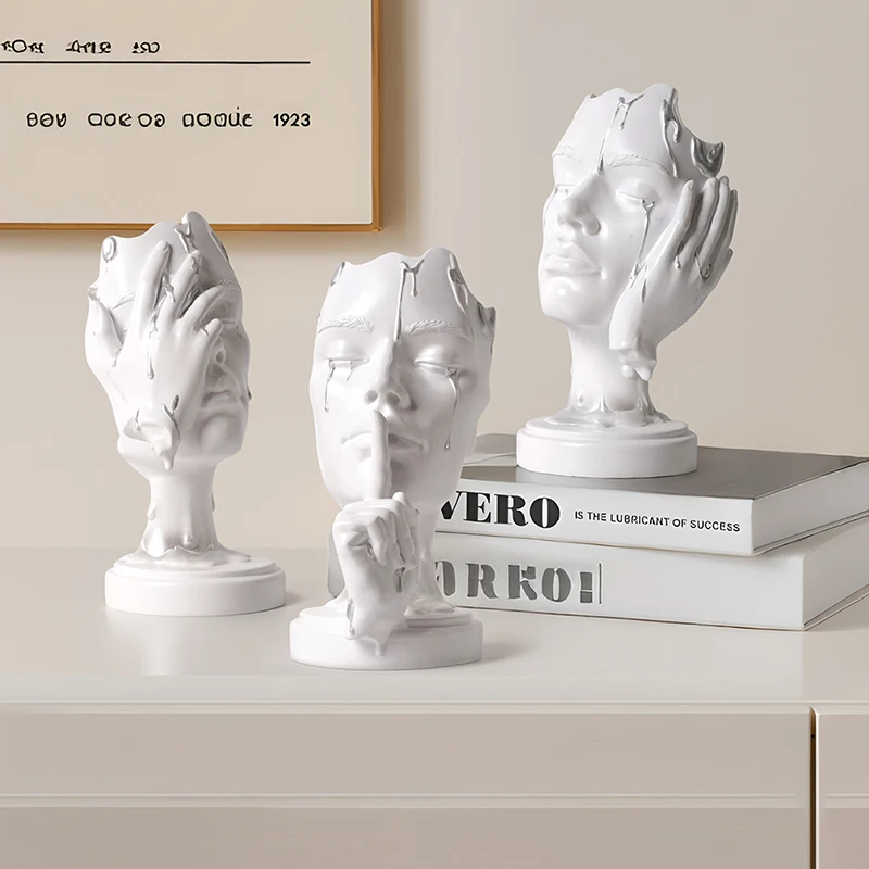 Facial Ornament Resin Abstract Portrait Statue Shed Tears Handicraft Poultry House Artwork Entrance Hall Living Room Ornament
